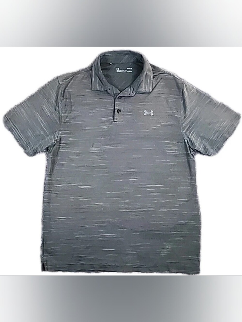 Mens Under Armour Polo Shirt Large Heathered Gray HeatGear Loose Golf